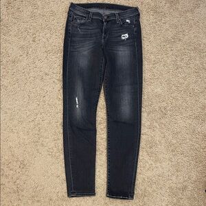 7 for all mankind Skinny Slim Illusion Washed Black Stretch Denim Jeans 25 NWOT